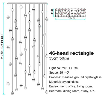 Crystal Ball Spiral Staircase Chandelier