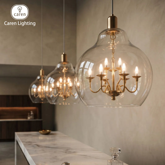 Hand-Blown Glass Cluster Chandelier