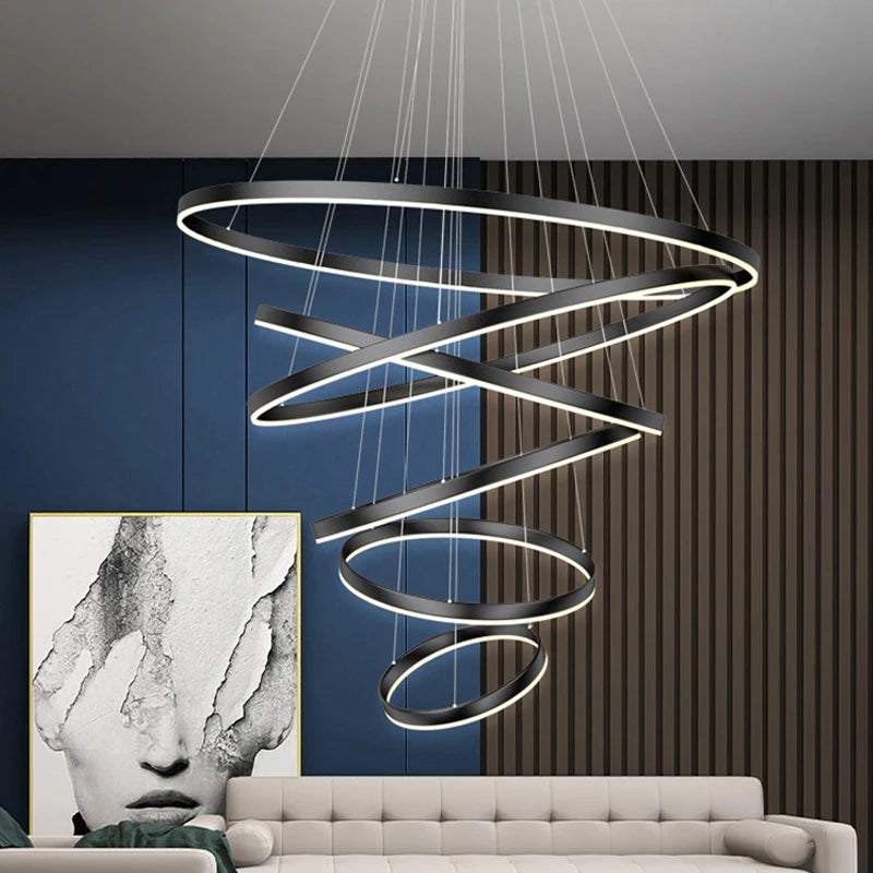 Sculptural Ring Staircase Chandelier