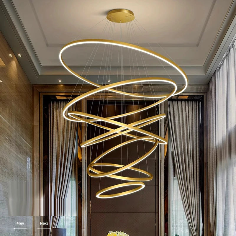 Sculptural Ring Staircase Chandelier