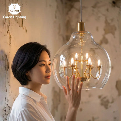 Hand-Blown Glass Cluster Chandelier