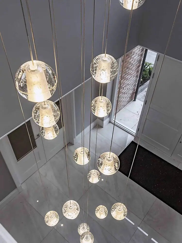 Crystal Ball Spiral Staircase Chandelier