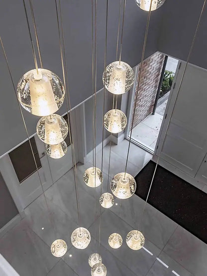 Crystal Ball Spiral Staircase Chandelier