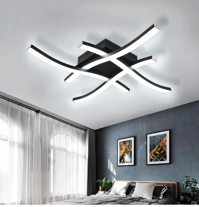 Modern Crossed Bar LED Ceiling Light
