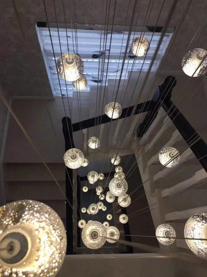 Crystal Ball Spiral Staircase Chandelier