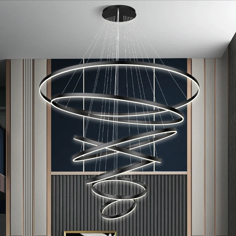 Sculptural Ring Staircase Chandelier