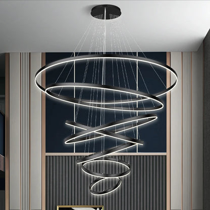 Sculptural Ring Staircase Chandelier