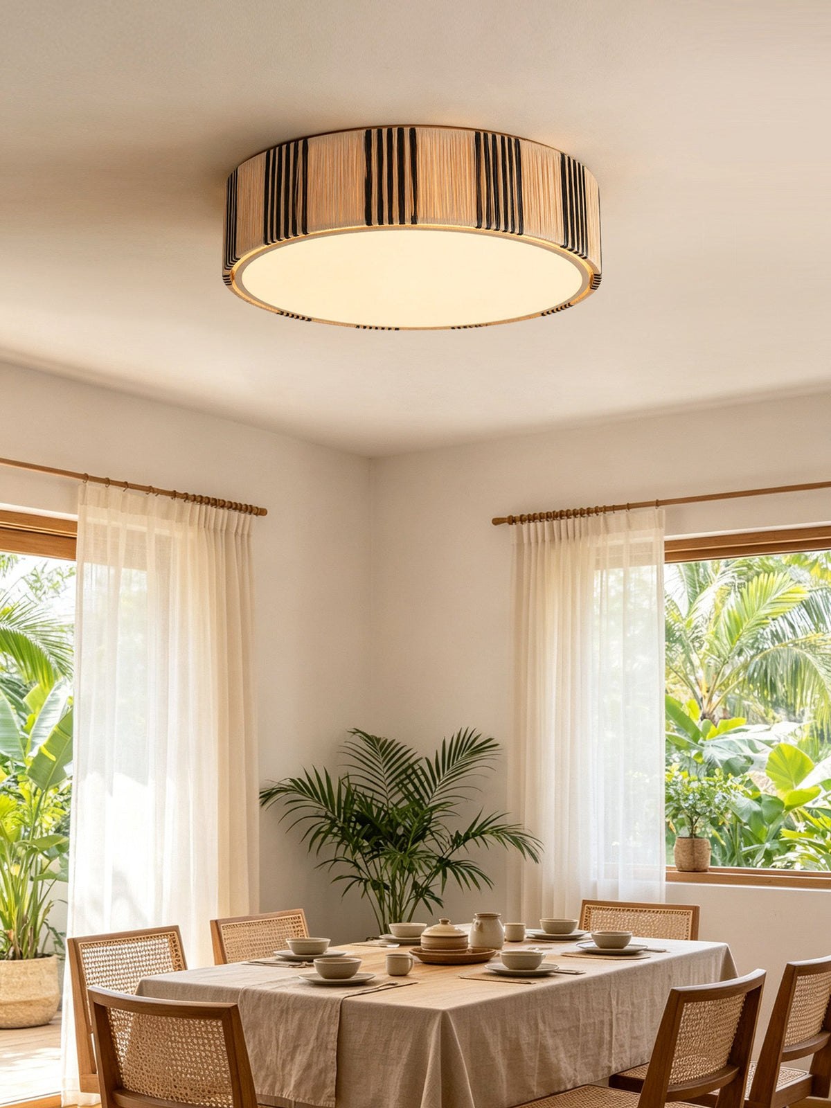 Natural Raffia Flush Ceiling Light, alternative view 6