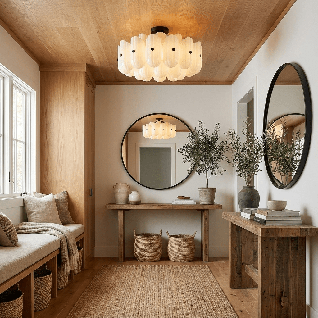 Fluted Glass Semi-Flush Ceiling Light, alternative view 3