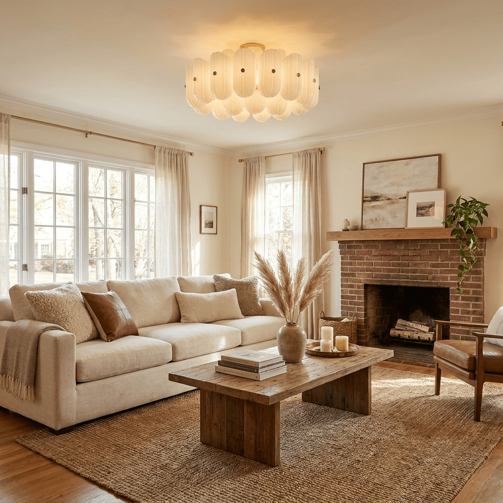Fluted Glass Semi-Flush Ceiling Light, alternative view 6
