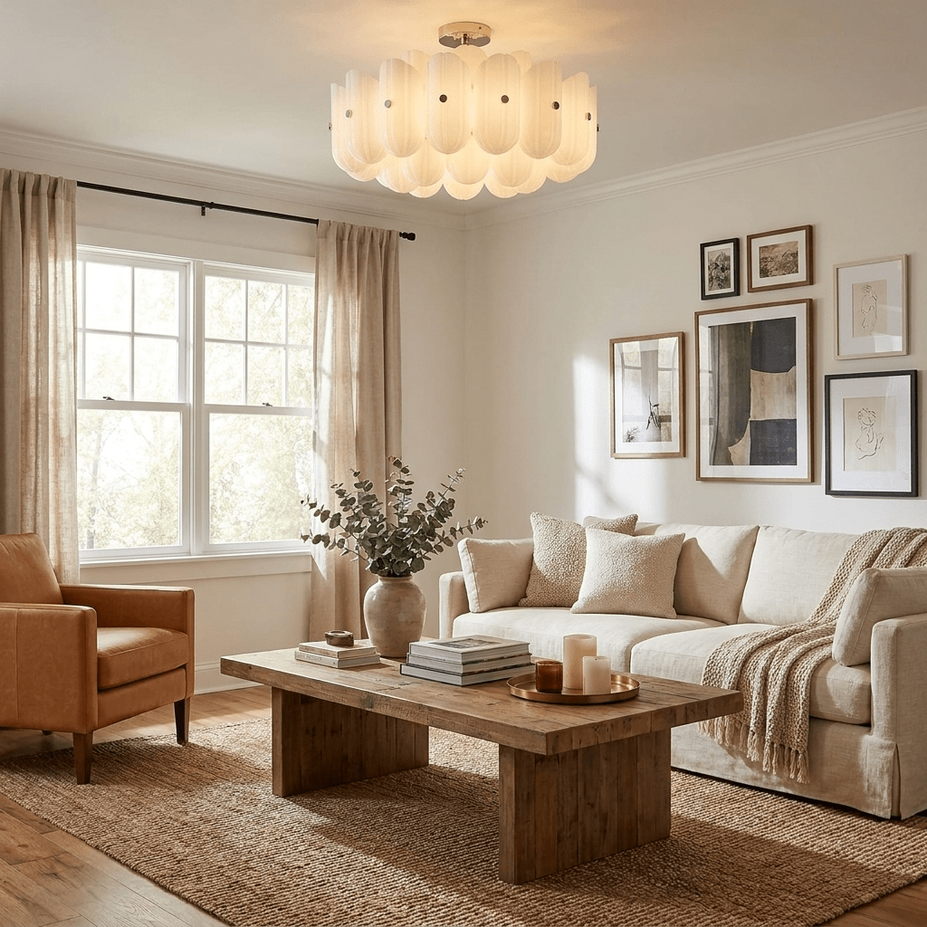 Fluted Glass Semi-Flush Ceiling Light, alternative view 8