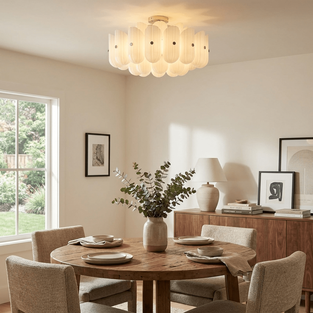 Fluted Glass Semi-Flush Ceiling Light, alternative view 2