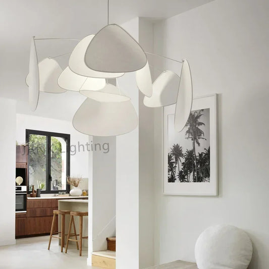 White Fabric Sculptural Chandelier