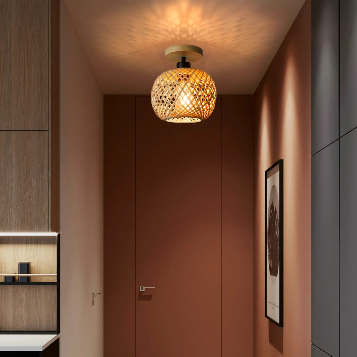 Handwoven Bamboo Basket Ceiling Light