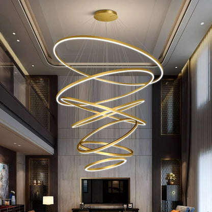 Sculptural Ring Staircase Chandelier