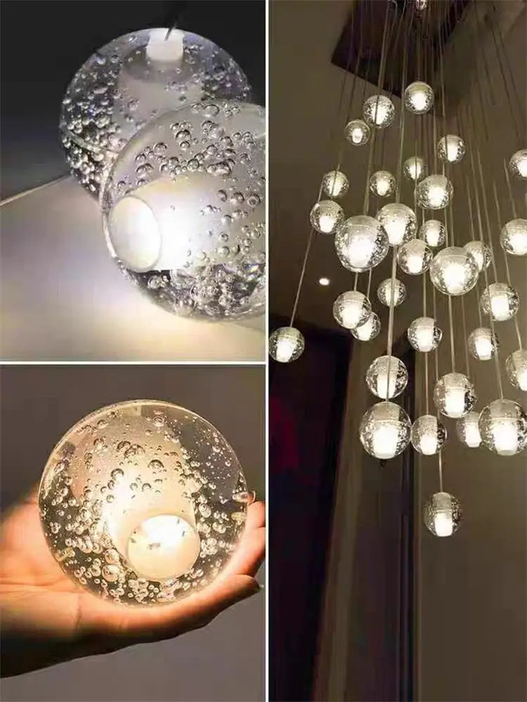 Crystal Ball Spiral Staircase Chandelier