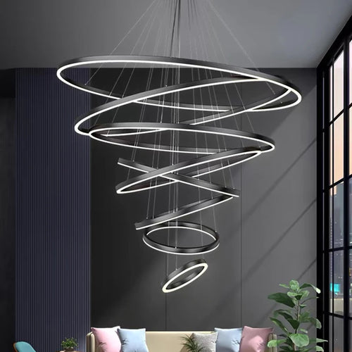 Sculptural Ring Staircase Chandelier