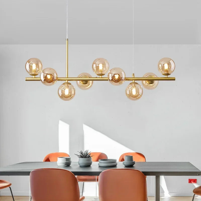 Modern Glass Globe Branch Chandelier