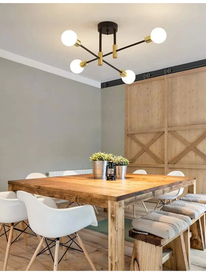 Mid-Century Brass Multi-Arm Ceiling Light