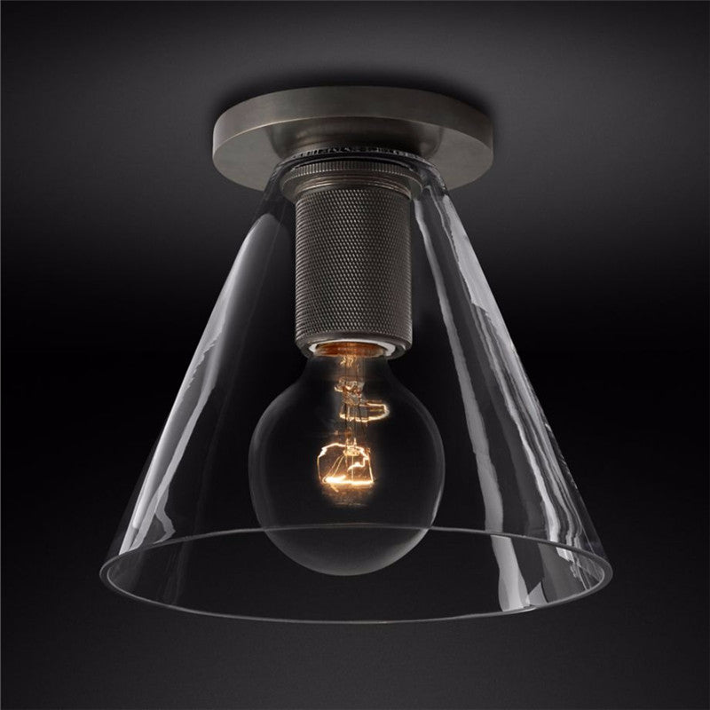 Industrial Glass and Brass Flush Ceiling Light, alternative view 9