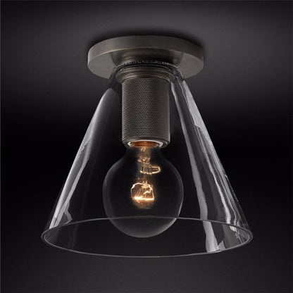 Industrial Glass and Brass Flush Ceiling Light, alternative view 9