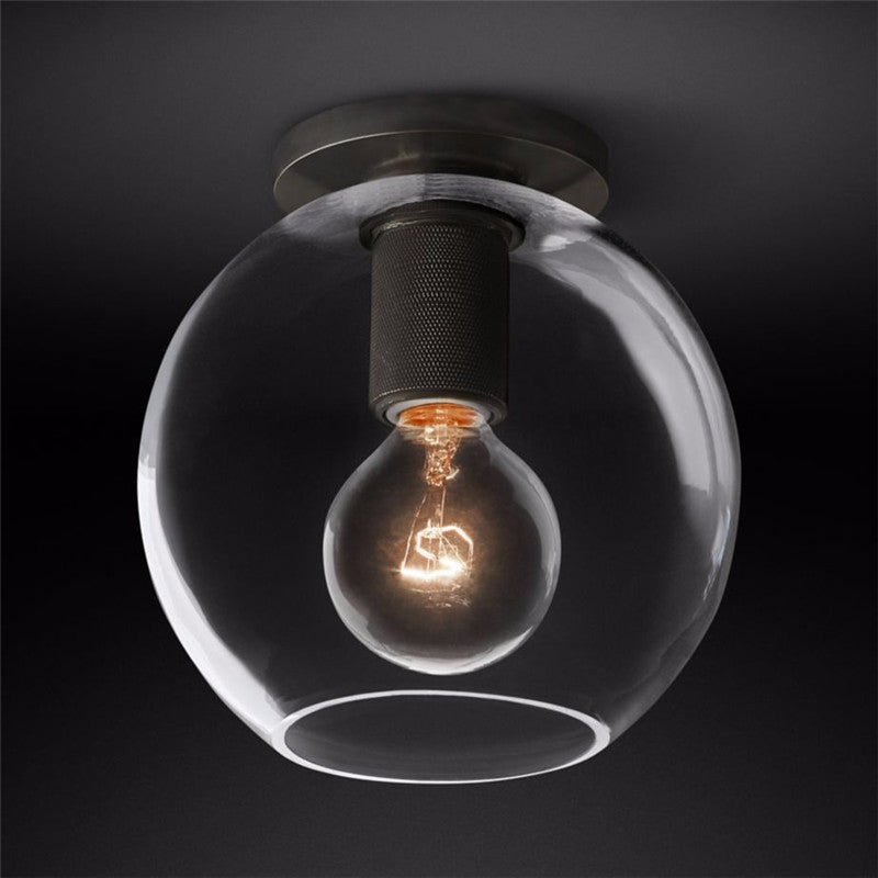 Industrial Glass and Brass Flush Ceiling Light, alternative view 11