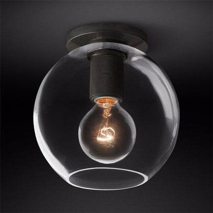 Industrial Glass and Brass Flush Ceiling Light, alternative view 11