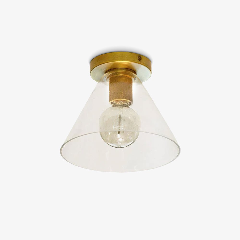 Industrial Glass and Brass Flush Ceiling Light by Everden Living