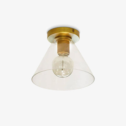 Industrial Glass and Brass Flush Ceiling Light by Everden Living