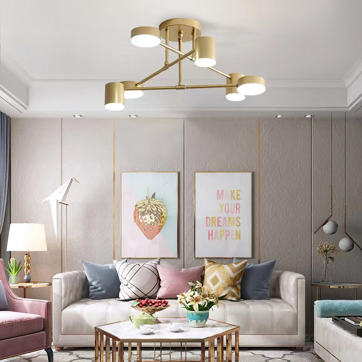 Mid-Century Sputnik Semi-Flush Ceiling Light, alternative view 3