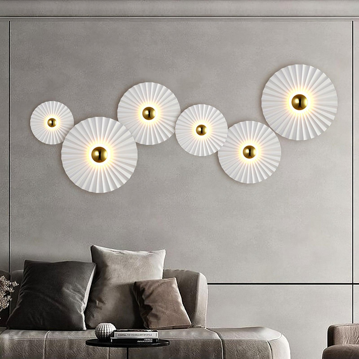 Mid-Century Gold and White Flush Wall Light, alternative view 4