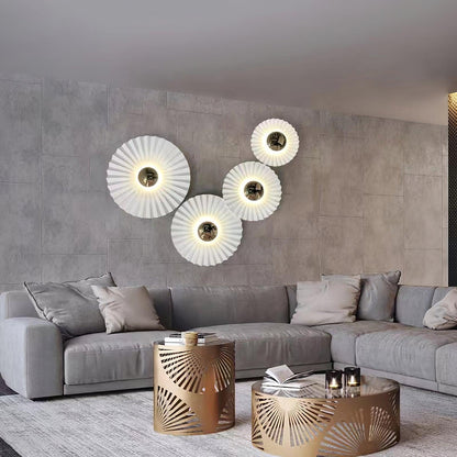 Mid-Century Gold and White Flush Wall Light, alternative view 3