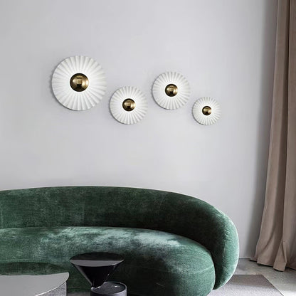 Mid-Century Gold and White Flush Wall Light, alternative view 8