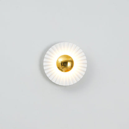 Mid-Century Gold and White Flush Wall Light, alternative view 9
