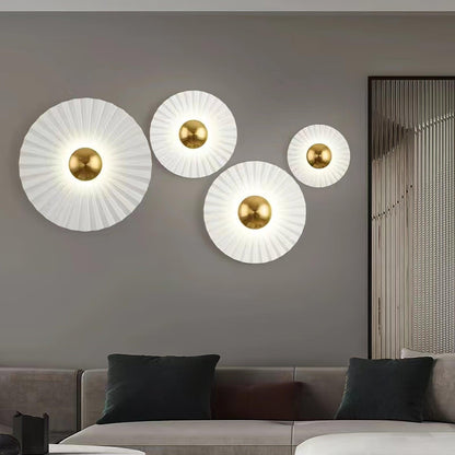 Mid-Century Gold and White Flush Wall Light, alternative view 7