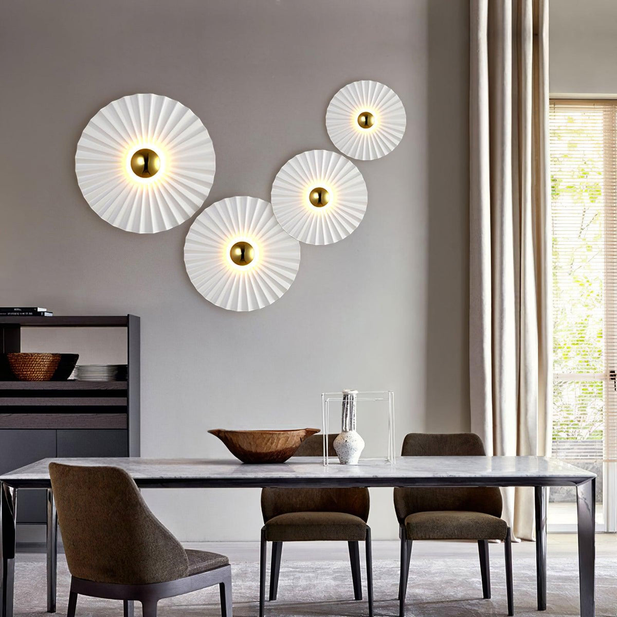 Mid-Century Gold and White Flush Wall Light, alternative view 2