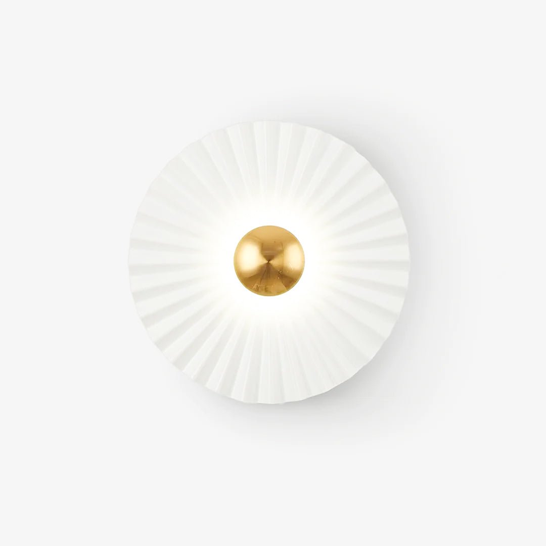 Mid-Century Gold and White Flush Wall Light by Everden Living