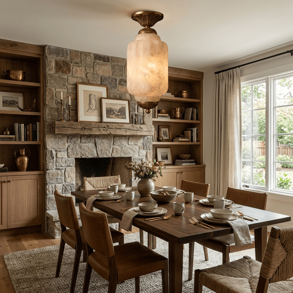 Classic Alabaster and Brass Flush Ceiling Light, alternative view 7