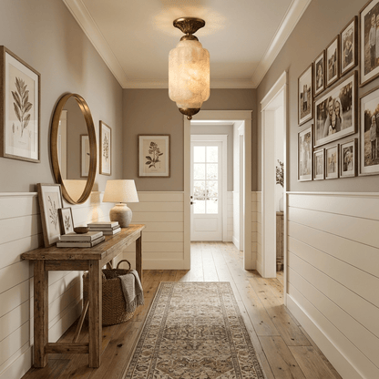 Classic Alabaster and Brass Flush Ceiling Light, alternative view 8