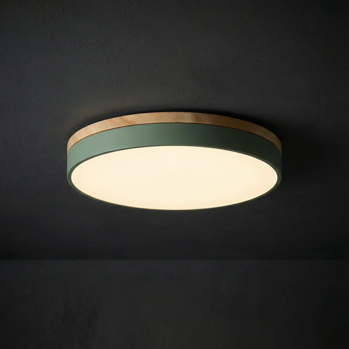 Round Flush LED Ceiling Light with Wood Trim for Living Room – alternative view 4