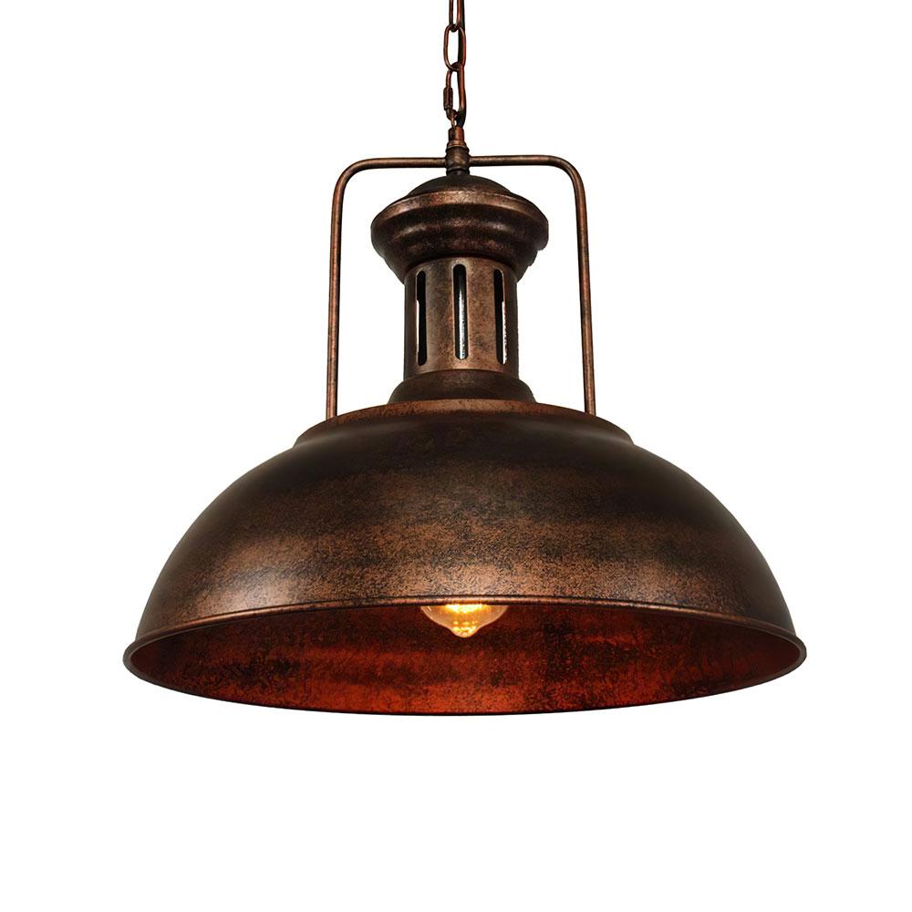 Farmhouse Rustic Rusty Dome Pendant Light – alternative view 8
