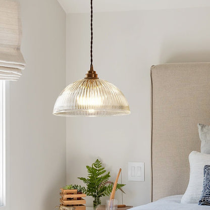Farmhouse Industrial 1-Light Clear Ribbed Dome Shape Glass Pendant Light – alternative view 8