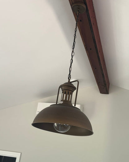 Farmhouse Rustic Rusty Dome Pendant Light – Everden Living