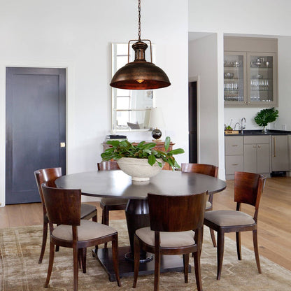 Farmhouse Rustic Rusty Dome Pendant Light – alternative view 6
