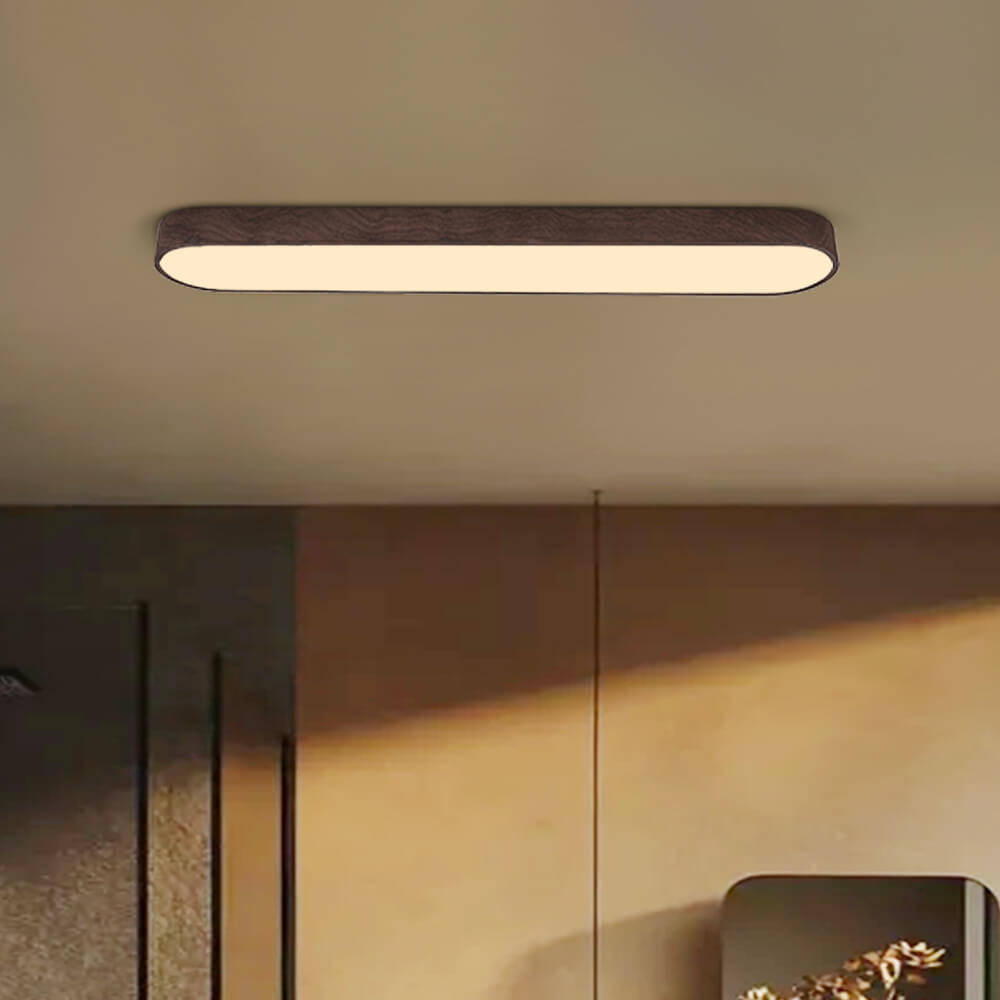 Nordic 1-Light Oval Shape Led Ceiling Flush Mount With Wood Accent – alternative view 3
