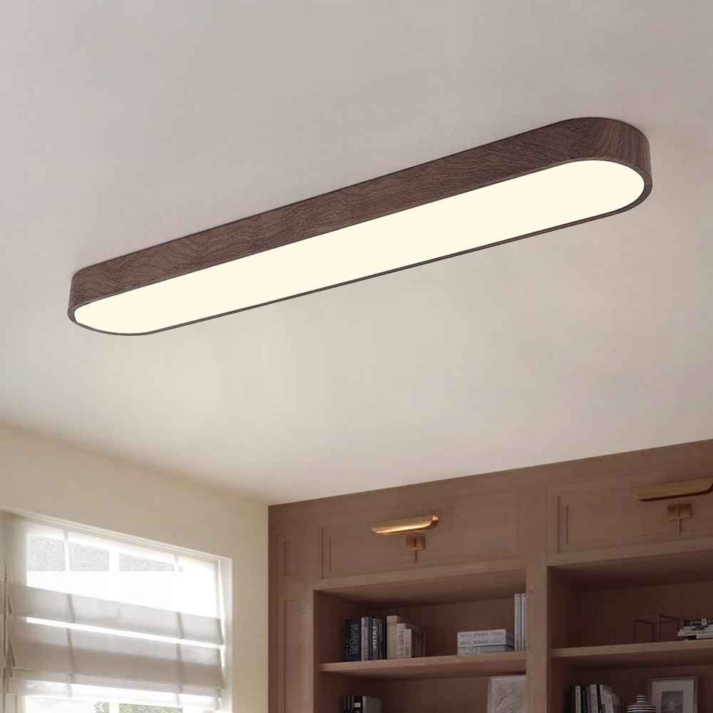 Nordic 1-Light Oval Shape Led Ceiling Flush Mount With Wood Accent – alternative view 2