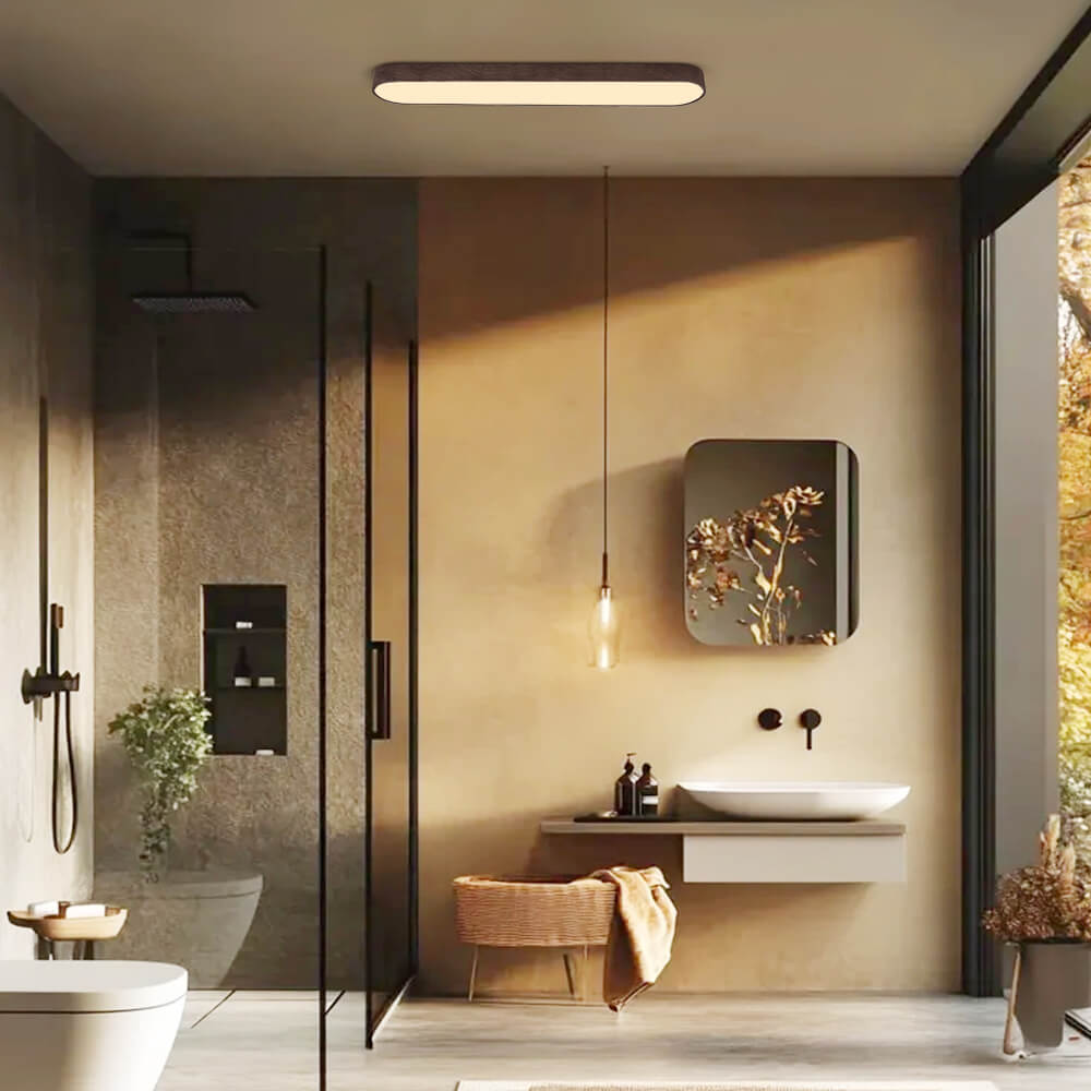 Nordic 1-Light Oval Shape Led Ceiling Flush Mount With Wood Accent – alternative view 4
