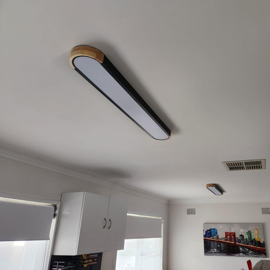 Oval Led Flush Mount With Wood Accent – alternative view 2