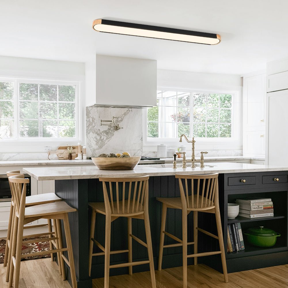 Oval Led Flush Mount With Wood Accent – alternative view 7