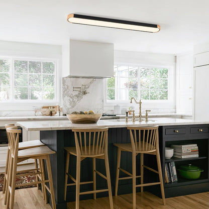 Oval Led Flush Mount With Wood Accent – alternative view 7